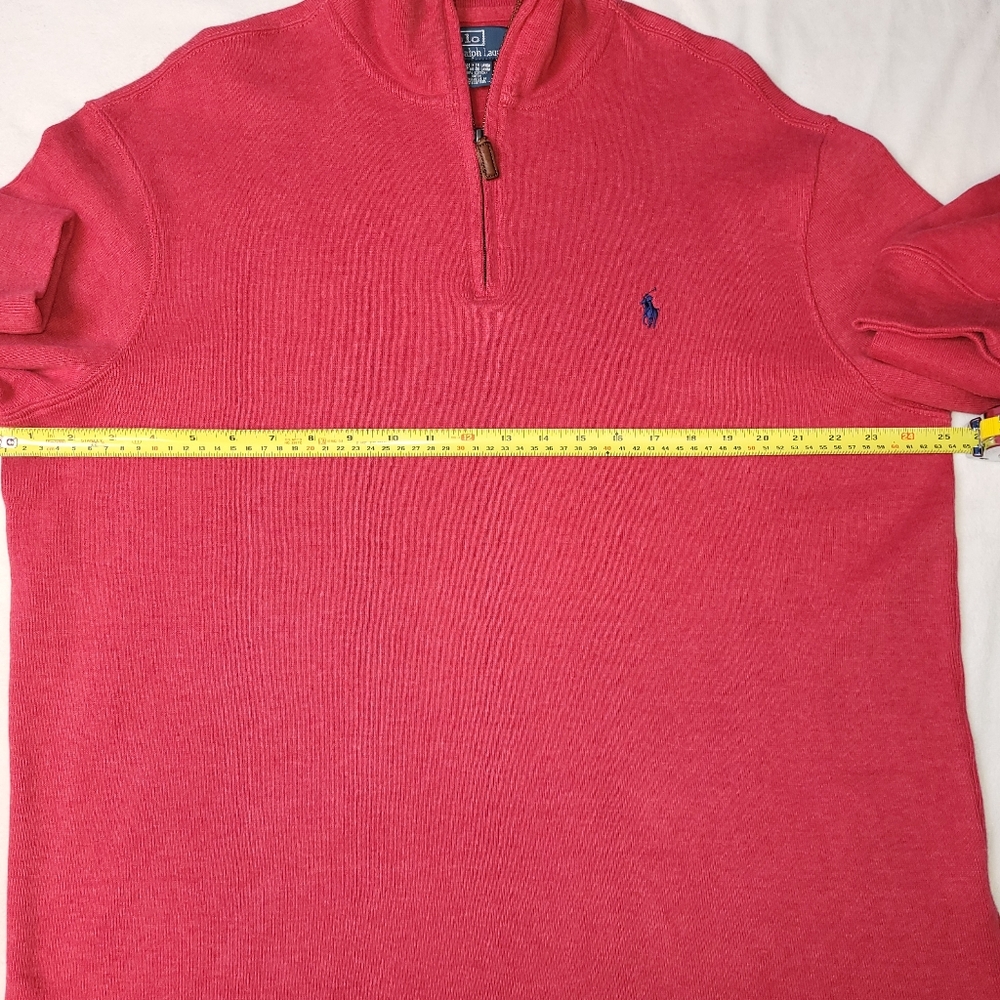 Polo by‎ Ralph Lauren Men's Classic Quarter-Zip Sweater Size XL Soft Red - Picture 5 of 7